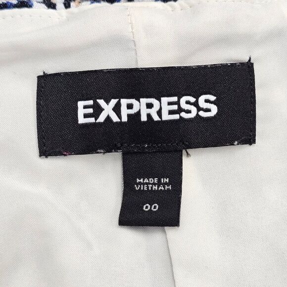 Express Women's 00 Animal Print White Black Faux Wrap Skirt Skort Linen Blend - Picture 10 of 11